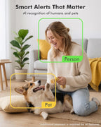 Dzees 2K Indoor Security Cameras, 360° WiFi Pet Camera, 2-Pack | Phone app, 5GHz and 2.4GHz WiFi, wired design, 2-way audio, motion tracking, night vision