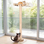 Fantasreen Window Perch Cat Hammock Tree 48", with Sisal Post Track Toys (Drill-Free)