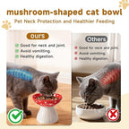 Mushroom Cat Bowl-Whisker Fatigue Cat Bowl,Cute Cat Bowls,Elevated Cat Food Bowl, Lead & Cadmium Free Ceramic Cat Bowls for Food and Water.(Yellow)