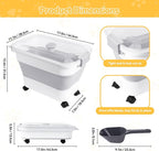 Dog Food Storage Container 25-30lbs, Airtight Pet Food Bin with Transparent Lid, Collapsible Design with Rolling Wheels & Scoop, Space-Saving, Light Gray