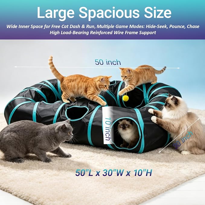 Automatic Cat Toy, Motion Activated Interactive Cat Toy Ball with Cat Tunnel, Hide and Seek Puzzle Game for Indoor Cats Kittens, Interactive Cat Toy to Relieve Boredom