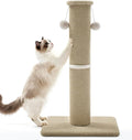 Made4Pets Tall Cat Scratching Post, 33" Modern Cat Scratcher with Hanging Balls, Heavy Duty and Thicker Scratching Post for Indoor Cats Adults, Sturdy Base Cat Scratch Post, Beige