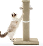 Made4Pets Tall Cat Scratching Post, 33" Modern Cat Scratcher with Hanging Balls, Heavy Duty and Thicker Scratching Post for Indoor Cats Adults, Sturdy Base Cat Scratch Post, Beige