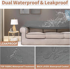 Easy-Going 100% Waterproof Oversized Chair Couch Cover, Stretch Sofa Cover | Dual Waterproof Sofa Slipcover, Leakproof Furniture Protector Against Stain Spill from Kids, Pets, Dog, Grey