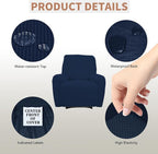 Easy-Going 100% Waterproof Recliner Chair Cover，1-Piece Recliner Slipcover | Dual Waterproof Couch Cover for Recliner，Leakproof Furniture Protector for Kids Pets Dog Cat Daily Stain, Dark Blue