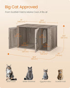 Feandrea Litter Box Enclosure, Modern Cat Litter Box Furniture Hidden, Front Entry, Double Doors, Handles, Cat House, Side End Table, 33.5 x 19 x 19.5 Inches, Heather Greige UPCL012G01