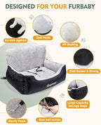 BurgeonNest Dog Car Seat for Small Dogs & Cats Under 55 lbs,Black