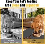 Large Dog Mat for Food and Water, 31.8"x23.8" Silicone Pet Feeding Mats, Waterproof Dog Bowl Mat with High Edges to Prevent Water and Food Spills, Dark Blue