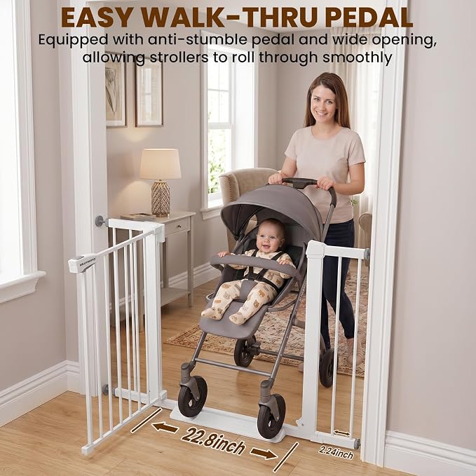 Mumeasy 36" Tall Baby Gate, Walk Through Dog Gate for Stairs & Doorways | Extra tall design, secure pet barrier, one hand operation, easy access, for dogs cats babies toddlers