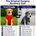 SurgiSnuggly Veterinary Invented Dog Surgical Recovery Suit for Female Spay or Male Dogs Neuters Onesie,Cone Alternative, Original Onesie Bodysuit for After Surgery Small, Medium, Large Dogs XLL Red