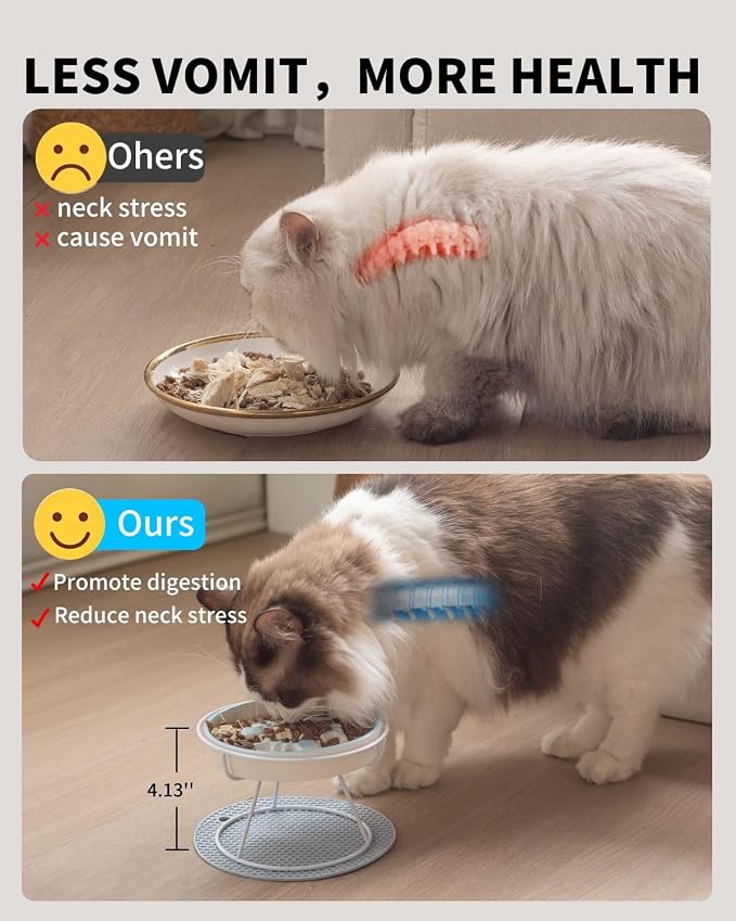 Ceramic Fish-Bone Slow Food Bowl for Cats and Dogs, Dishwasher Safe, Non-Toxic, Engaging Design, Prevents Obesity | Ceramic Bowl Elevated Anti Vomit Whisker-Friendly Wet & Dry Food