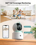 Indoor Camera Wireless, Pet Camera Indoor with Phone App | 4MP Home Cameras Indoor for Dog Kids Elderly Cat, 360° Pan Tilt, Color Night Vision, 2.4/5GHz WiFi, Motion Alerts