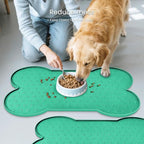 PWTAA Dog Food Mat Anti-Slip Silicone Dog Bowl Mat Thicker Pet Placemat Waterproof Cat Feeder Pad with Raised Edge Puppy Kitten Feeding Mats Suitable Small Medium-Sized Dogs Cats Eating Tray - 2PCS