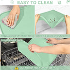 SMILOOL Silicone Pet Food Mat with Raised Edge for Food and Water Bowl, Dog Feeding Mats, Cat Food Trays for Floor Waterproof, Rubber Tray for Dogs and Cats, 19 x 12 x 0.7 Mint Green