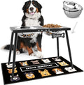 ADENGL Metal Elevated Dog Bowls, 17in Tall Raised Dog Bowl Stand, Dogs Raised Stand with 3000ml Stainless Steel Bowls and Sprill Proof Mat for Extra Large Breeds