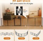 BFNN Chewproof Steel Dog Gate Indoor, 120" Extra Wide Freestanding Fence | Flexible Space Control | With Walk-Thru Door | 24" Tall Heavy Duty Barrier | Foldable | No Drill | For Small & Medium Puppy