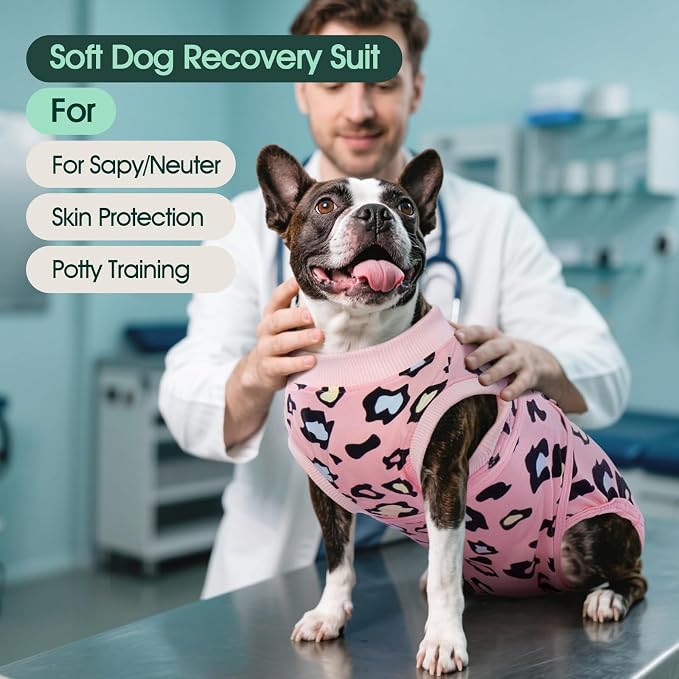 Kuoser Dog Recovery Suit After Surgery, Spay Neuter Surgical Suit for Dogs | Post Surgery Anti-Licking Dog Onesie Protects Wounds and Incisions, E-Collar & Cone Alternative Bodysuit for Female Male Dogs