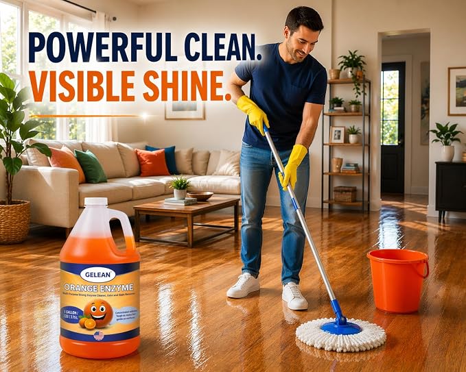 Multi-Purpose Probiotic Enzyme orange Cleaner, 1 Gallon (128 oz.) - Pet Stain and Odor Remover - Concentrated - Professional & Home Strength Drains, Floors, Bathrooms, Toilets Trash Can, Made in USA