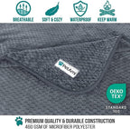 PetAmi Waterproof Dog Blanket, Leakproof Puppy Blanket, 40x60 Dark Gray | For Medium Large Pets, Furniture Sofa Couch Cover Protector, Fleece Throw Indoor Cat Kitten, Reversible Washable Soft Plush