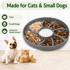 Slow Feeder Dog Bowl Silicone Suction Cup Anti Spill Dogs Cats Grey | strong suction base prevents sliding, extends mealtime, reduces anxiety, textured surface, dishwasher safe