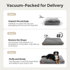 Sytopia 47 Inch Durable Indestructible Dog Beds for XXL Dogs, Chew Proof Waterproof Pet Crate Pad with Machine Washable Removable Cover, Great for Indoor, Outdoor, Crate, Patio Use, Grey