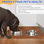 SMILOOL Silicone Pet Food Mat with Raised Edge for Food and Water Bowl, Dog Feeding Mats, Cat Food Trays for Floor Waterproof, Rubber Tray for Dogs and Cats, 24 x 16 x 0.8 Brown