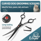 7-Inch Dog Grooming Scissors Set, 4-in-1 Pet Shears Kit | Straight, Curved, Thinning & Chunkers, Includes Comb for Home & Professional Grooming