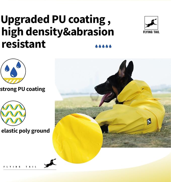 Dog Raincoat Waterproof Reflective Jacket – Lightweight Hooded Poncho with Adjustable Belly Strap & Leash Hole – Rain Slicker Coat for 2XSmall-5XLarge Dogs – Easy to Wear (4XL)