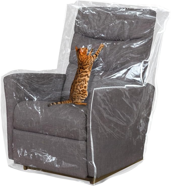 PAMASE 1.5mm Thickened Plastic Armchair/Recliner Cover - Heavy Duty Clear Vinyl Living Room Chairs Slipcover to Prevent Dogs Cats Pets Scratching, Waterproof Dustproof