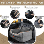 Dog Car Seat for Large/Medium Dogs - Memory Foam Dog Booster Seat for Under 55Lbs or 2 Small Dogs-Detachable and Washable Travel Bed with Thick Cushion and Storage Pockets-Grey