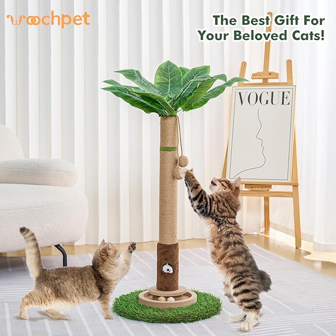 Woochpet Tall Cat Scratching Post,Cat Toys,Cat Scratcher Tree for Large Cat | Heavy Duty,Protect Sofa,Modern Boho,Cat Ball Track,Cat Tree,For Indoor Cats