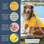 DJANGO Highland Dog Jacket & Raincoat – Water-Repellent, Lined Dog Coat with Hood, Adjustable Fit & Harness Hole – Lightweight Rain & Wind Jacket for Small & Medium Dogs up to 30 lbs (Yellow, Medium)