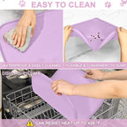 SMILOOL Silicone Pet Food Mat with Raised Edge for Food and Water Bowl, Dog Feeding Mats, Cat Food Trays for Floor Waterproof, Rubber Tray for Dogs and Cats, 22 x 14 x 0.8 Lavender