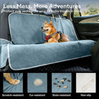 FUNNY FUZZY Dog Car Seat Cover for Back Seat, Back Seat Pet Cover for Dogs Waterproof, Scratchproof Dog Backseat Cover, Non-Slip Bench Car Seat Protector, Universal Fit Most Cars, SUVs, Trucks, Blue