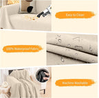 Deep Dream Waterproof Couch Covers for 3 Cushion Couch, Cat-Scratch Resistant Sofa Cover, Pet Friendly Anti Slip Sofa Slipcovers Furniture Protector Washable Sofa Covers, 91" x 118", Beige