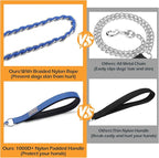 S-ETOVUS-Chain Dog Leash, Bite-Proof Metal Leash, with Padded Handle | Three Sizes 7.25FT/5.2FT/4FT, Woven From Nylon Rope And Chain, Durable And Bite-Resistant, Comfortable With Padded Handles