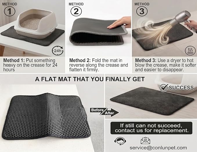 Cat Litter Mat New Size 23.6"x14.6" for Small Spaces, Upgrade Super Waterproof Back Layer Litter Box Mat, Non Slip, Durable, Soft on Paws Kitty Trapping Matt, Pink
