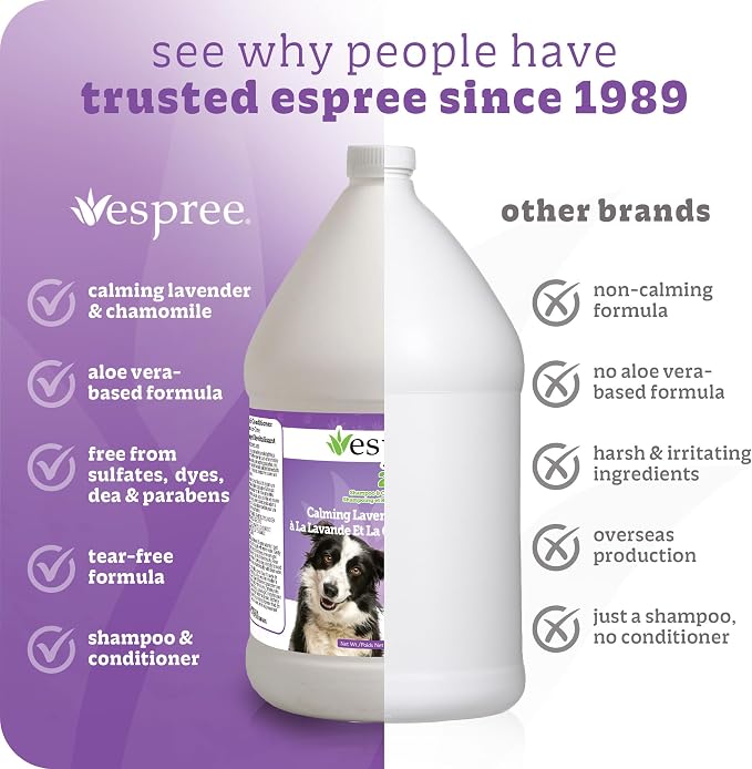 Espree Calming Dog Shampoo & Conditioner, Soothing Dog Shampoo, Gallon