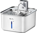 DownyPaws Cat Water Fountain Stainless Steel Wireless Automatic, White | Cordless Battery Operated Pet Water Fountain, 101 Oz/3L Water Fountain for Cats Drinking with Motion Sensor