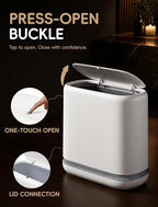 Small Bathroom Trash Can with Lid, Dog Proof Slim Press Top Garbage Can, White Plastic Narrow Waste Basket, for Bathroom Bedroom Office 2 Pack Set with 4.8 Gal and 2.9 Gal