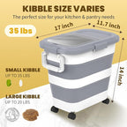 HOYTAMDA 25-35Lbs Rice Container,Collapsible Food Storage Container Wheels | Rice Storage Container with Airtight Locking Lid,Handle,Small Bin &Scoop,Rice Dispenser for Flour Sugar Cereal Grain Dog Cat