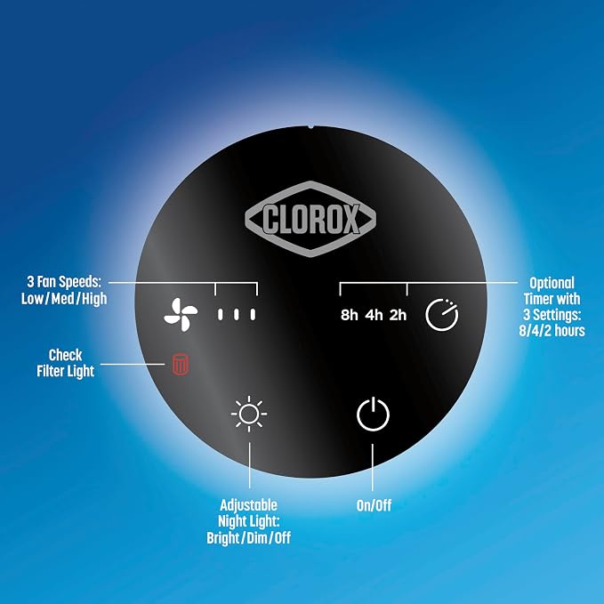 Clorox Small Room Air Purifiers for Bedroom Home, True HEPA Filter