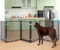 No Pawblems Full Metal Freestanding Dog Gate with Door, 30" Tall | Foldable Pet & Dog Fence for Stairs/Deck/Doorways, Indoor/Outdoor, Freestanding & Wall Mount, 156" Wide, 6 Panels, Black