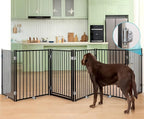 No Pawblems Full Metal Freestanding Dog Gate with Door, 30" Tall | Foldable Pet & Dog Fence for Stairs/Deck/Doorways, Indoor/Outdoor, Freestanding & Wall Mount, 156" Wide, 6 Panels, Black