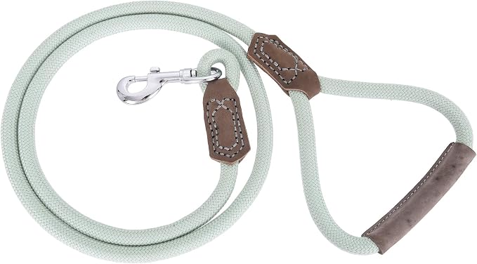 Mile High Life Dog Leash with Genuine Leather Handle, 6 FT/5 FT/4 FT | Leather Grip Rope Leash, Heavy Duty 360° Swivel Metal Clasp, for Small Medium & Large Dogs