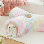 Tempcore Plush Pet Cat Tunnel Tube Cat Toys 3 Way Collapsible, Tunnels for Indoor Cats，Kitty Tunnel Bored Pet Toys Peek Hole Ball Puppy, Kitty, Kitten, Rabbit Rainbow