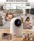 𝟐𝐊 Indoor Cameras for Home Security, Auto tracking,5G & 2.4G WiFi Security Camera for Baby Pet Dog Cat Nanny,AI Voice Output,Instant Alert,Night Vision,24/7 Local Recording, IP65, Work with Alexa,2P