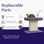 Catry Cat Perch with Washable Replaceable Bed & Wide Sisal Scratching Post | Cat Tree with Washable Replaceable Bed for Large Cats, Thick Sisal Scratching Post, Sturdy Cat Tower, Easy Assembly Cat Tree