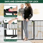 Snagle Paw Metal Freestanding Dog Gate with Door, 80” W x 32” H Dog Fence with Support Feet for Doorways, Stairs and Hallways, Portable Pet Gate for Indoor Use (4 Panel, Black)