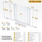 Cumbor 29.7-40.6" Baby Gate for Stairs, Mom's Choice Awards Winner-Dog Gate for Doorways, Pressure Mounted Auto-Close Pet Gates for Dogs Indoor, Safety Child Gate with Easy Walk Thru Door, White
